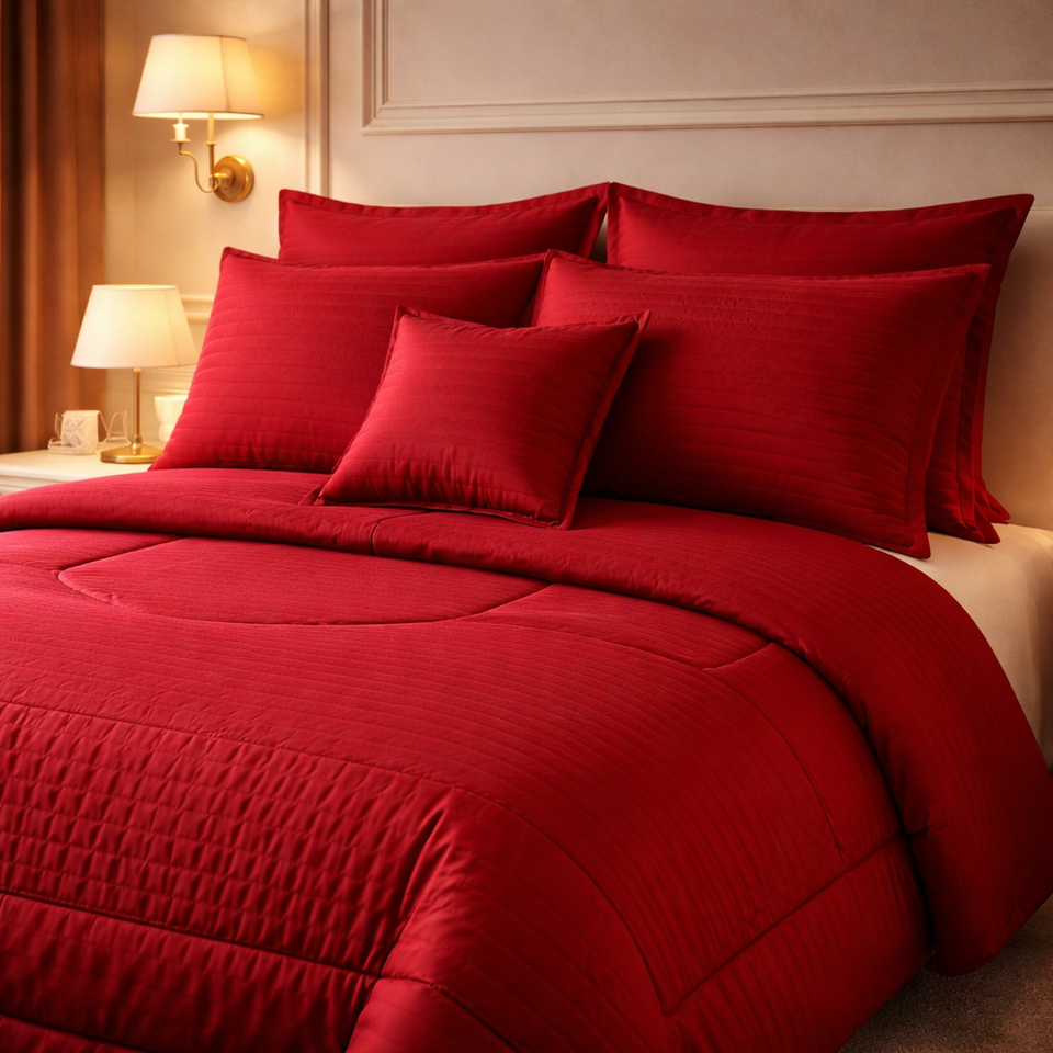 Comforter 7 Pcs Pure Aura Set Poly Bag - Red Colour