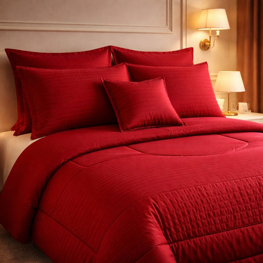 Comforter 7 Pcs Pure Aura Set Poly Bag - Red Colour
