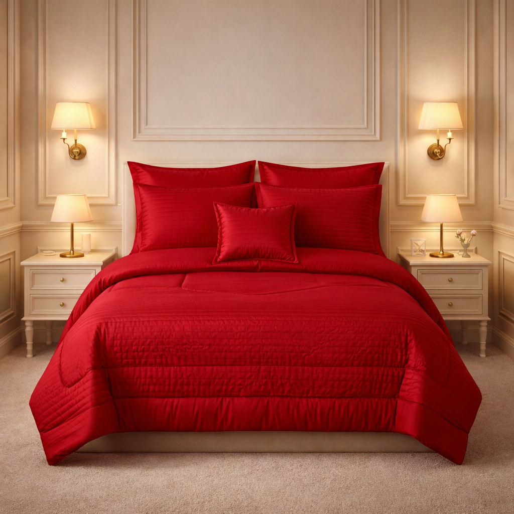 Comforter 7 Pcs Pure Aura Set Poly Bag - Red Colour