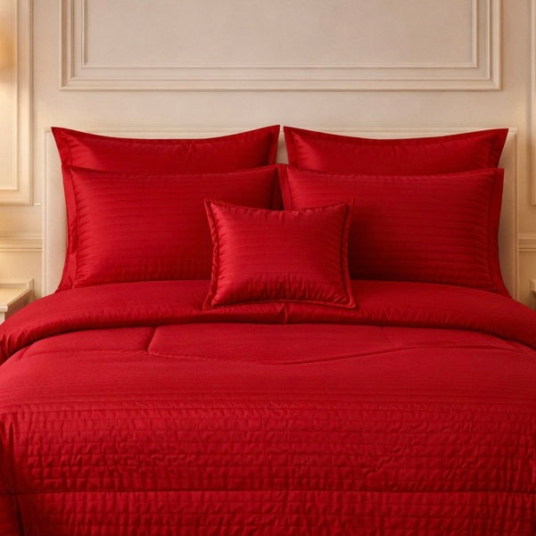 Comforter 7 Pcs Pure Aura Set Poly Bag - Red Colour