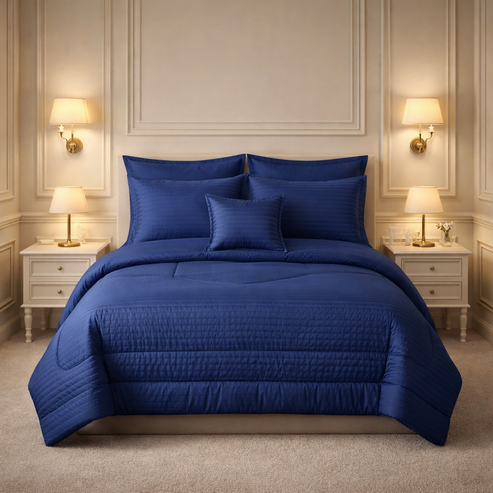 Comforter 7 Pcs Pure Aura Set Poly Bag - Blue Colour