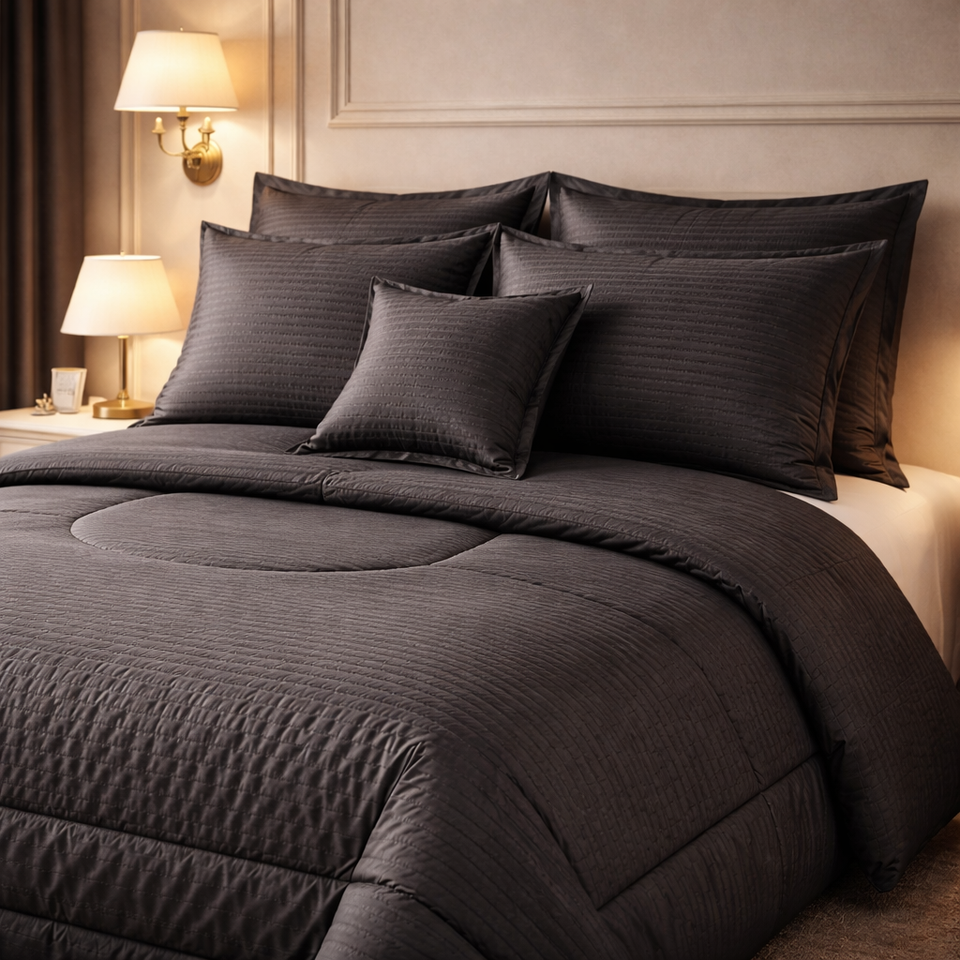 Comforter 7 Pcs Pure Aura Set Poly Bag - Gray Slate Colour