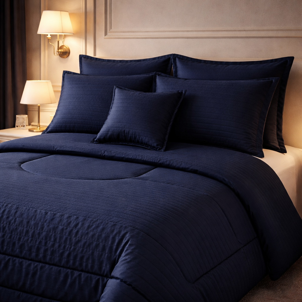 Comforter 7 Pcs Pure Aura Set Poly Bag - Navy Blue Colour