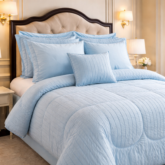 Comforter 7 Pcs Grand Mark Signature Set Poly Bag - Sky Blue Colour