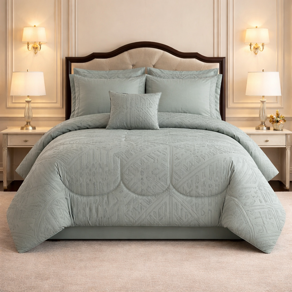 Comforter 7 Pcs Grand Mark Signature Set - Sage Green Colour
