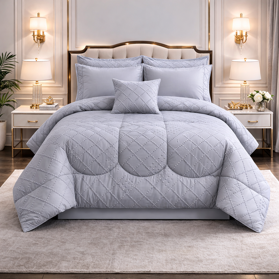 Comforter 7 Pcs Grand Mark Signature Set - Lavender Grey Colour