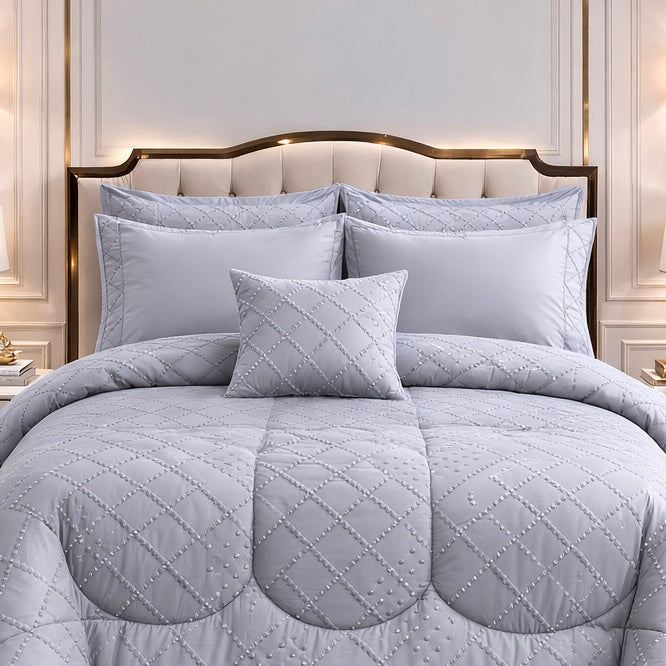 Comforter 7 Pcs Grand Mark Signature Set - Lavender Grey Colour