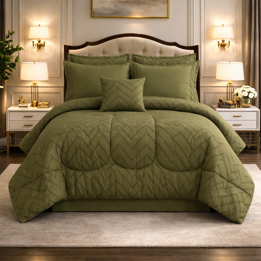 Comforter 7 Pcs Grand Mark Signature Set - Moss Green Colour