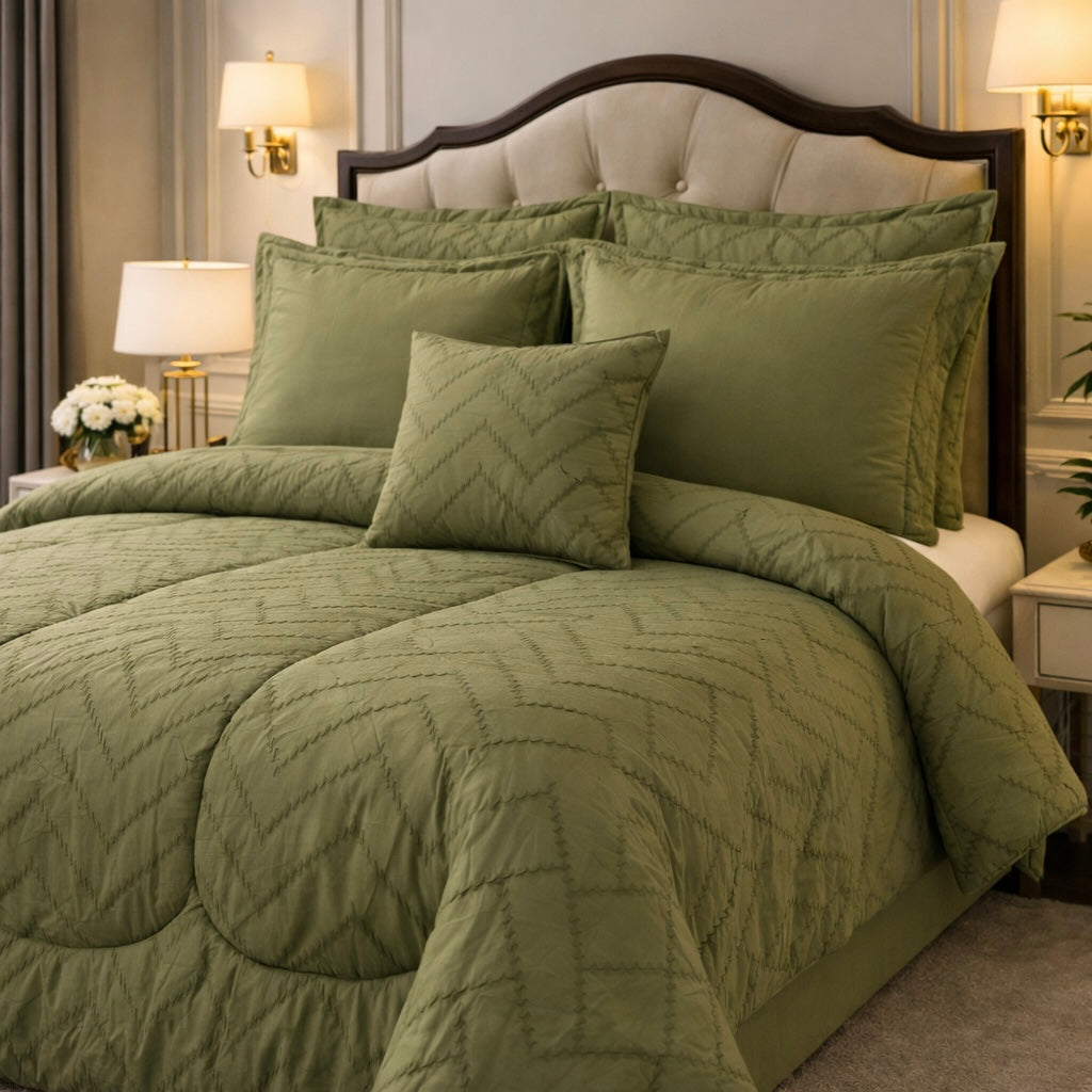 Comforter 7 Pcs Grand Mark Signature Set - Moss Green Colour