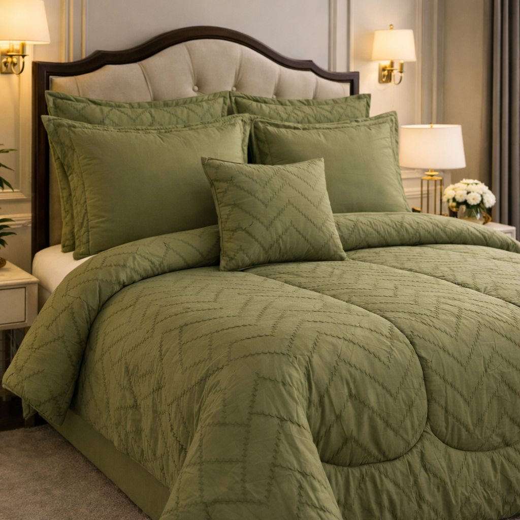 Comforter 7 Pcs Grand Mark Signature Set - Moss Green Colour
