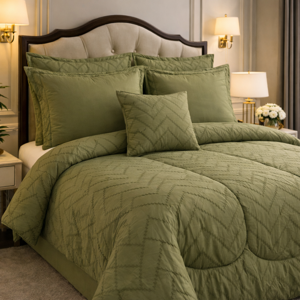 Comforter 7 Pcs Grand Mark Signature Set - Moss Green Colour