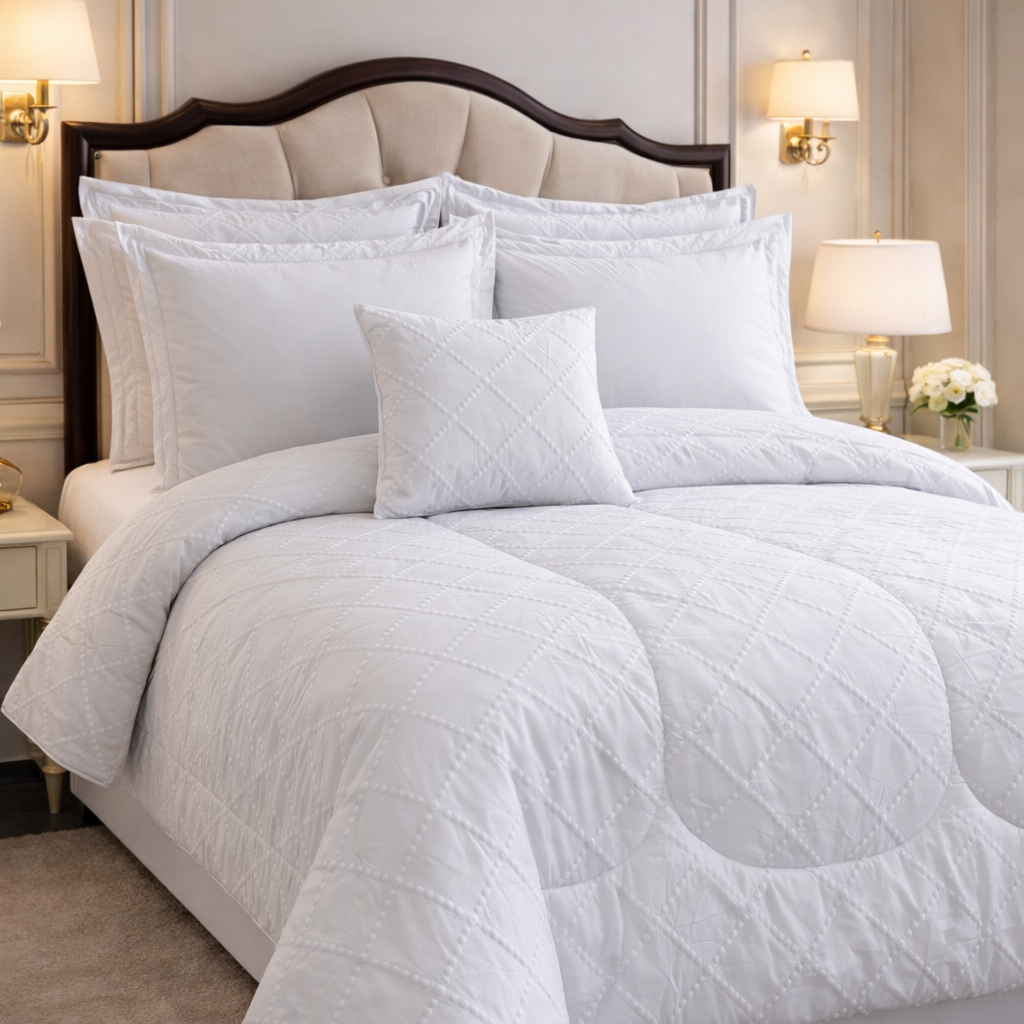 Comforter 7 Pcs Grand Mark Signature Set - White Colour