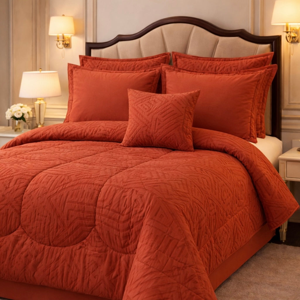 Comforter 7 Pcs Grand Mark Signature Set - Burnt Orange Colour