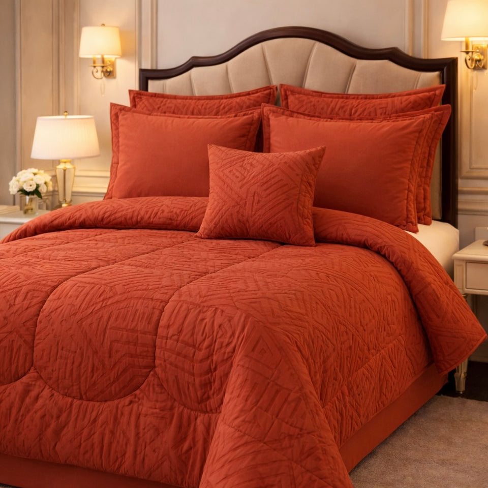 Comforter 7 Pcs Grand Mark Signature Set - Burnt Orange Colour