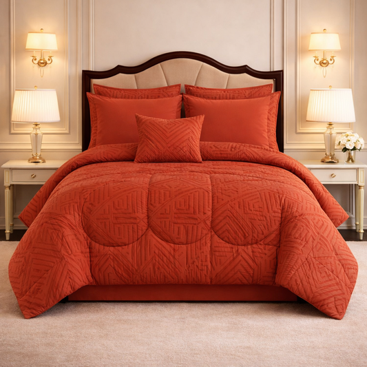 Comforter 7 Pcs Grand Mark Signature Set - Burnt Orange Colour