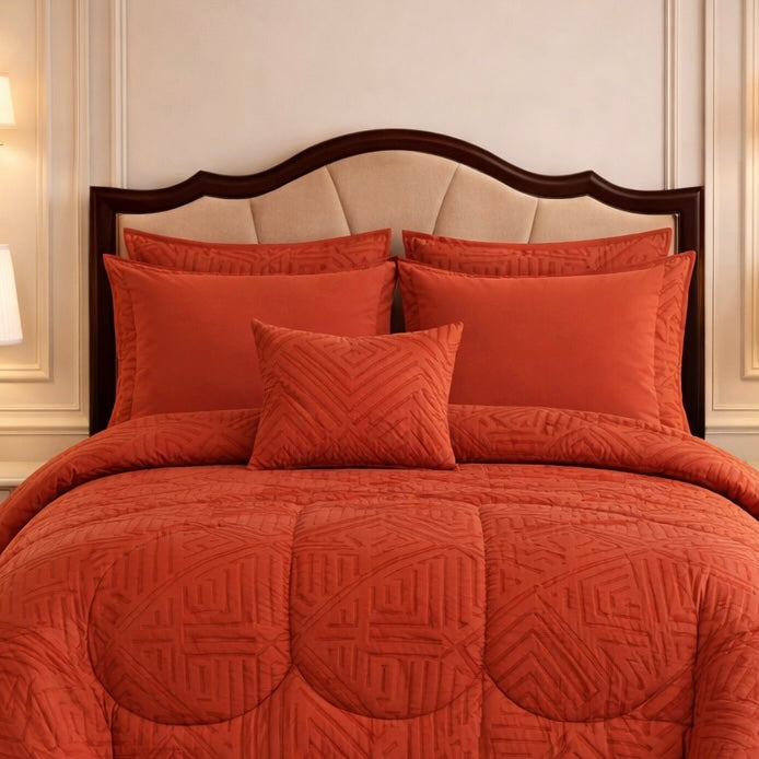 Comforter 7 Pcs Grand Mark Signature Set - Burnt Orange Colour