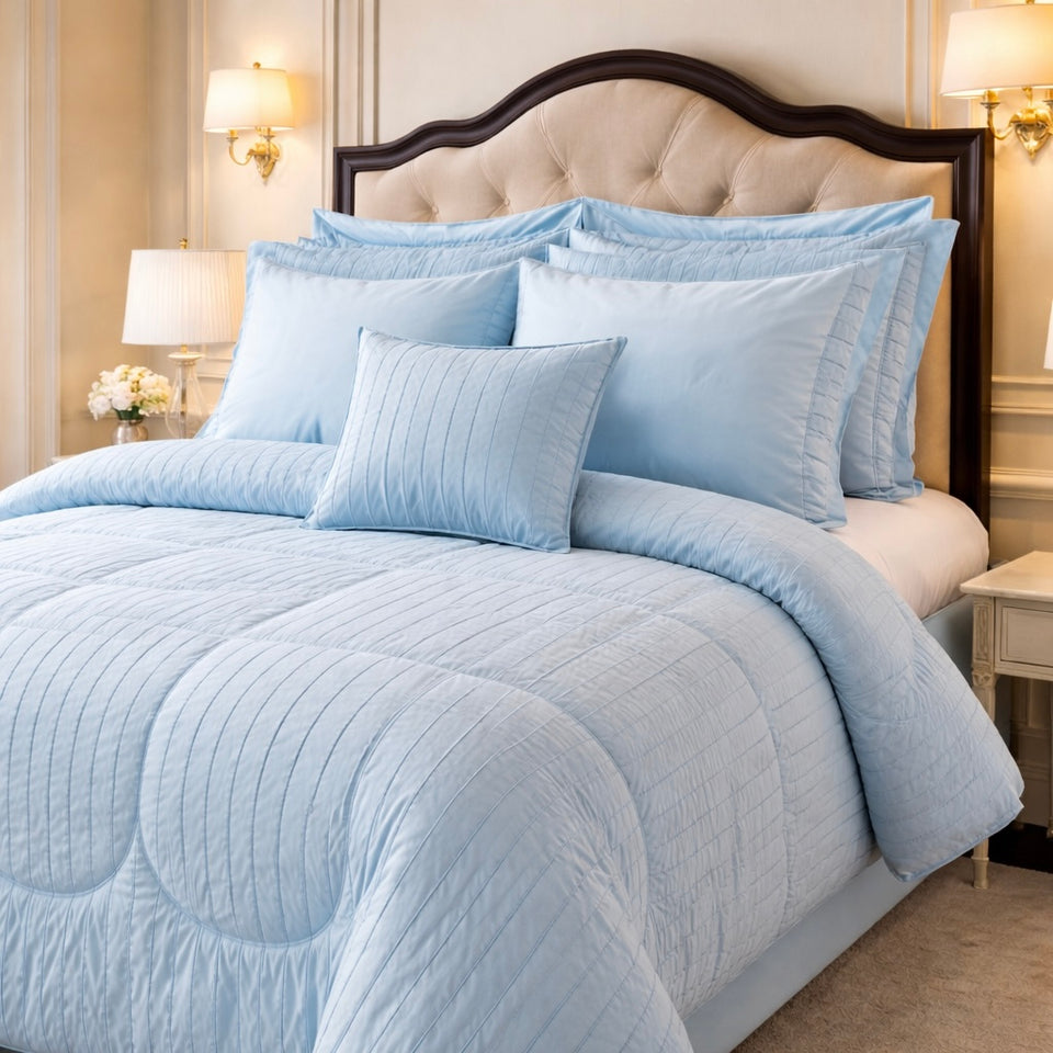 Comforter 7 Pcs Grand Mark Signature Set Poly Bag - Sky Blue Colour