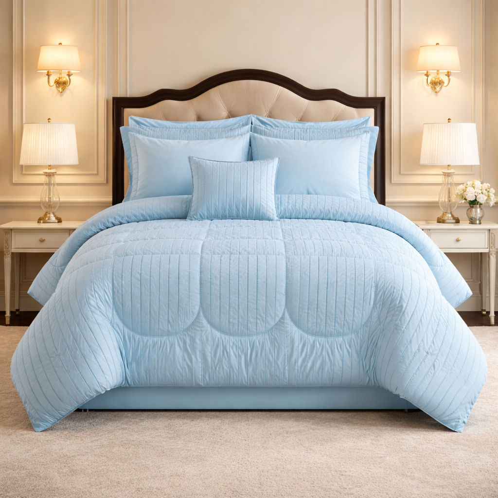 Comforter 7 Pcs Grand Mark Signature Set Poly Bag - Sky Blue Colour