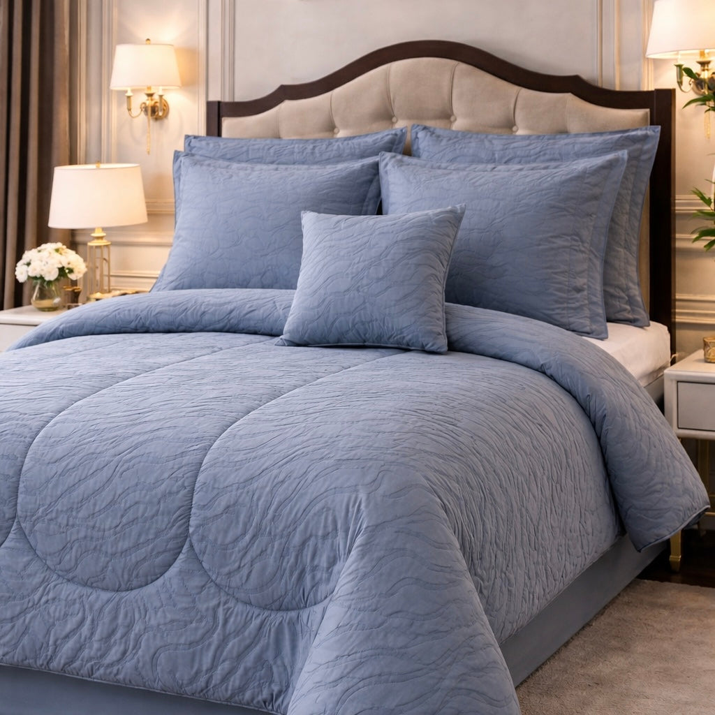 Comforter 7 Pcs Grand Mark Signature Set - Slate Blue Colour