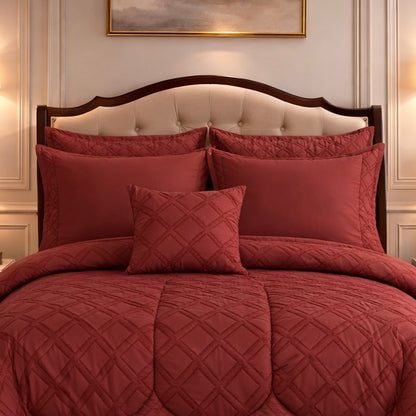 Comforter 7 Pcs Grand Mark Signature Set - Deep Brick Red Colour