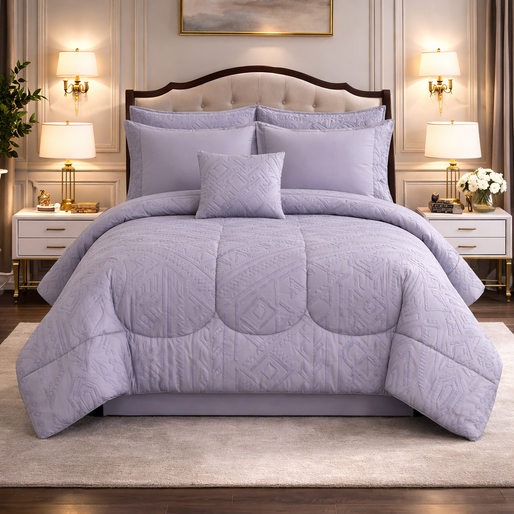 Comforter 7 Pcs Grand Mark Signature Set - Pale Wisteria Colour