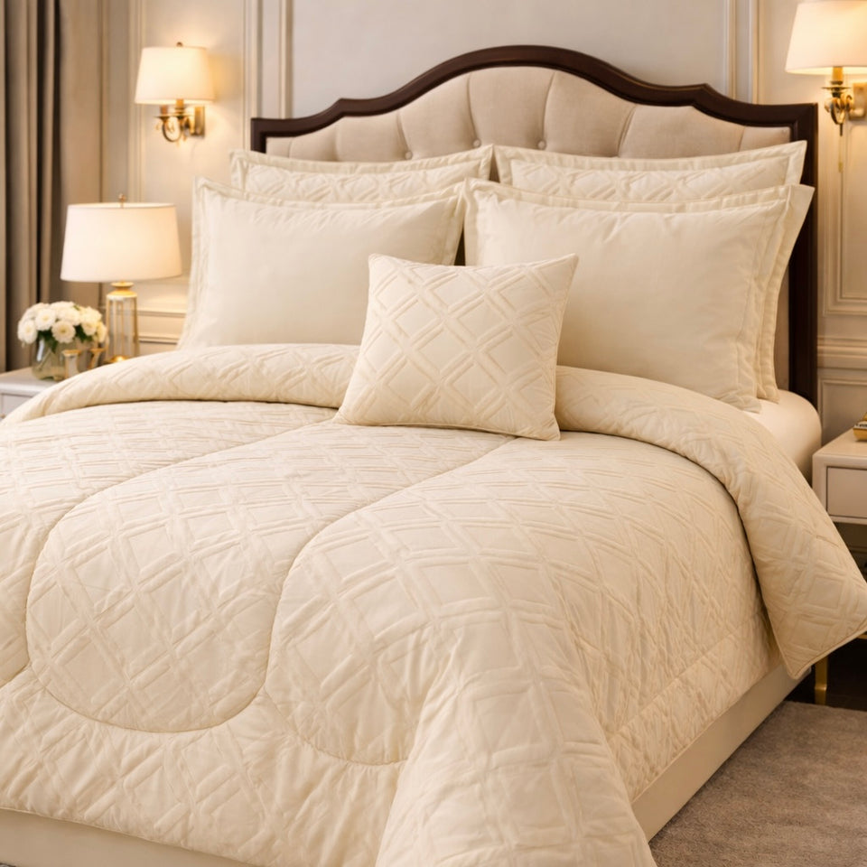 Comforter 7 Pcs Grand Mark Signature Set - Light Beige Colour