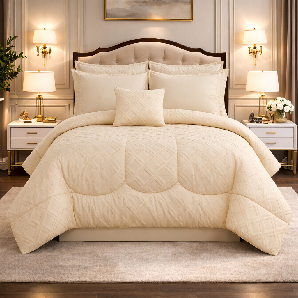 Comforter 7 Pcs Grand Mark Signature Set - Light Beige Colour