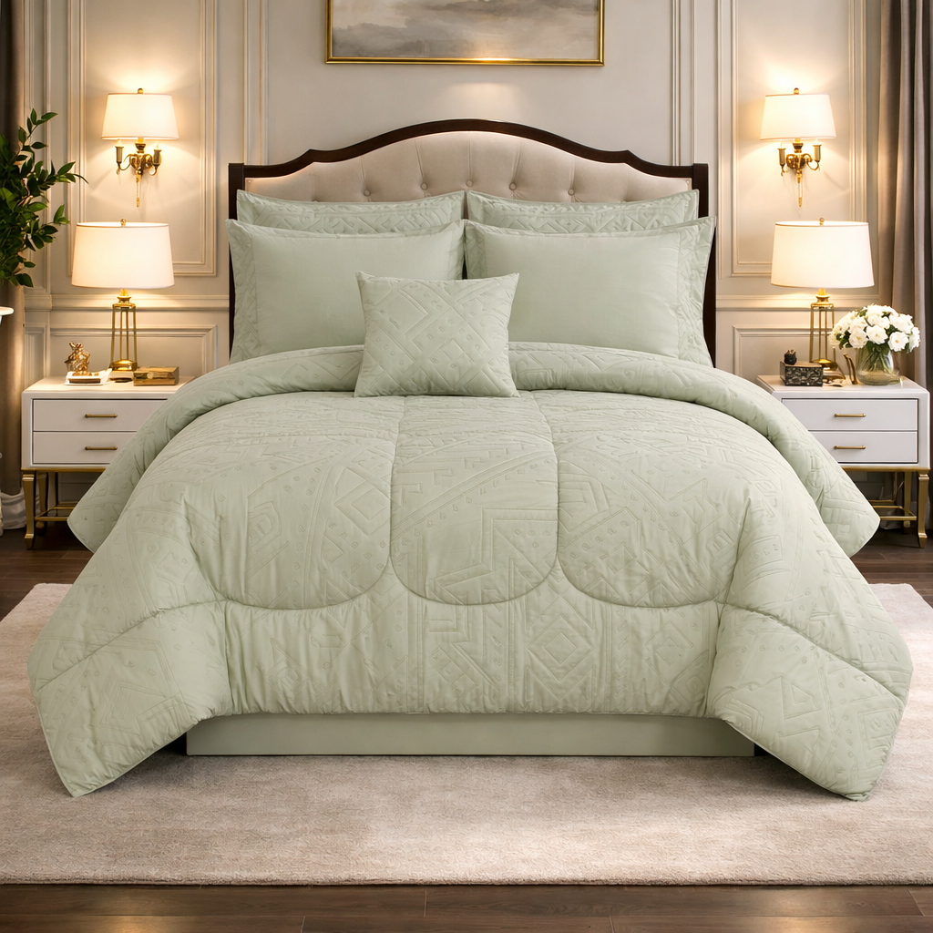 Comforter 7 Pcs Grand Mark Signature Set - Sage Mist Colour