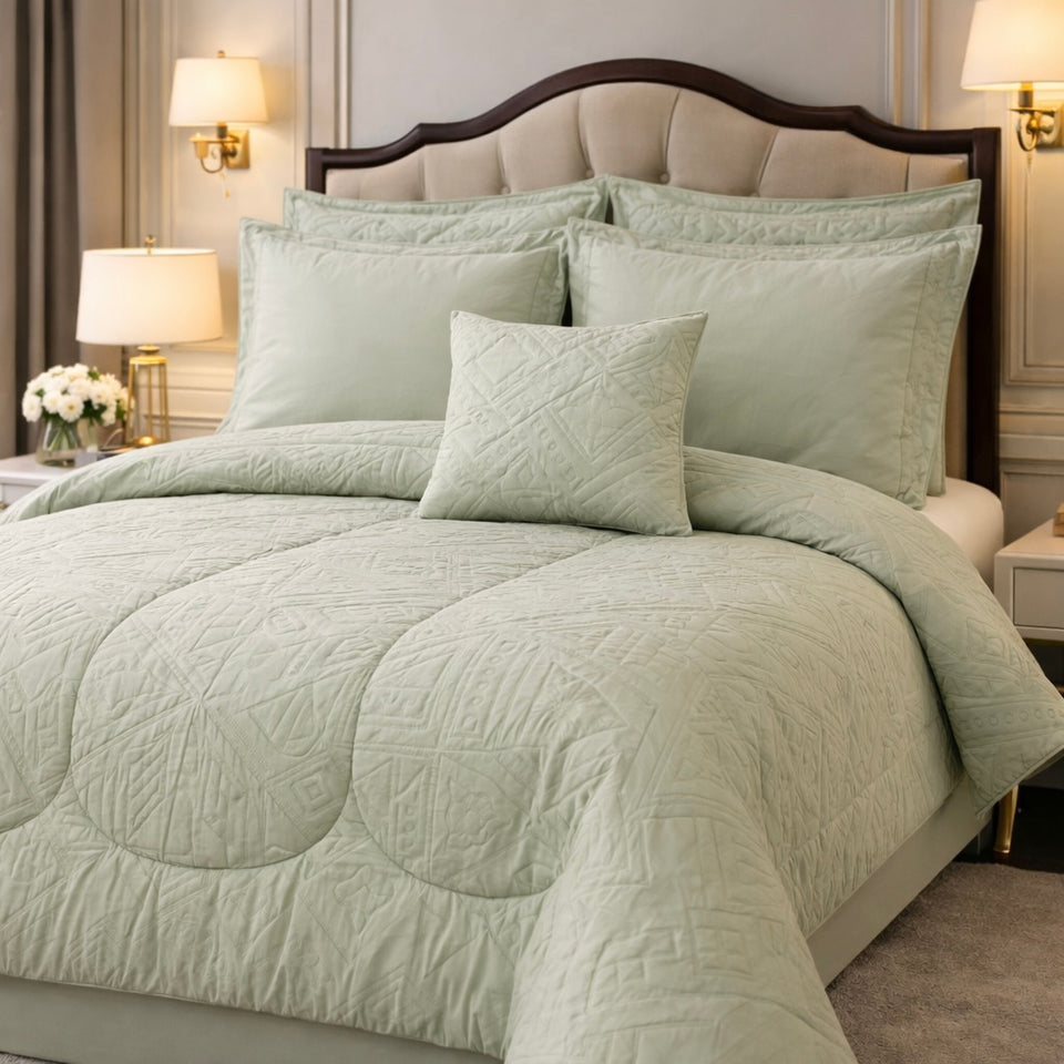 Comforter 7 Pcs Grand Mark Signature Set - Sage Mist Colour
