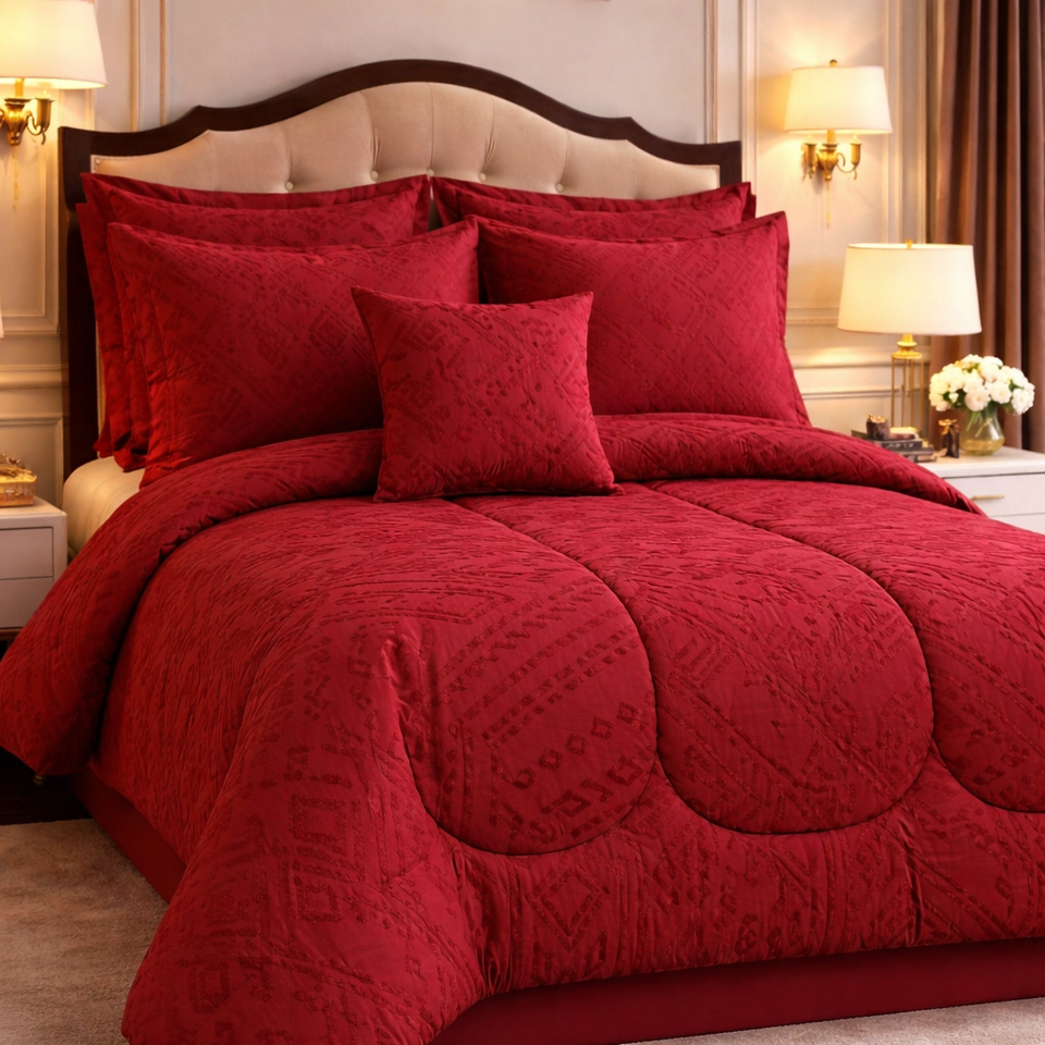 Comforter 7 Pcs Grand Mark Signature Set - Crimson Berry Colour