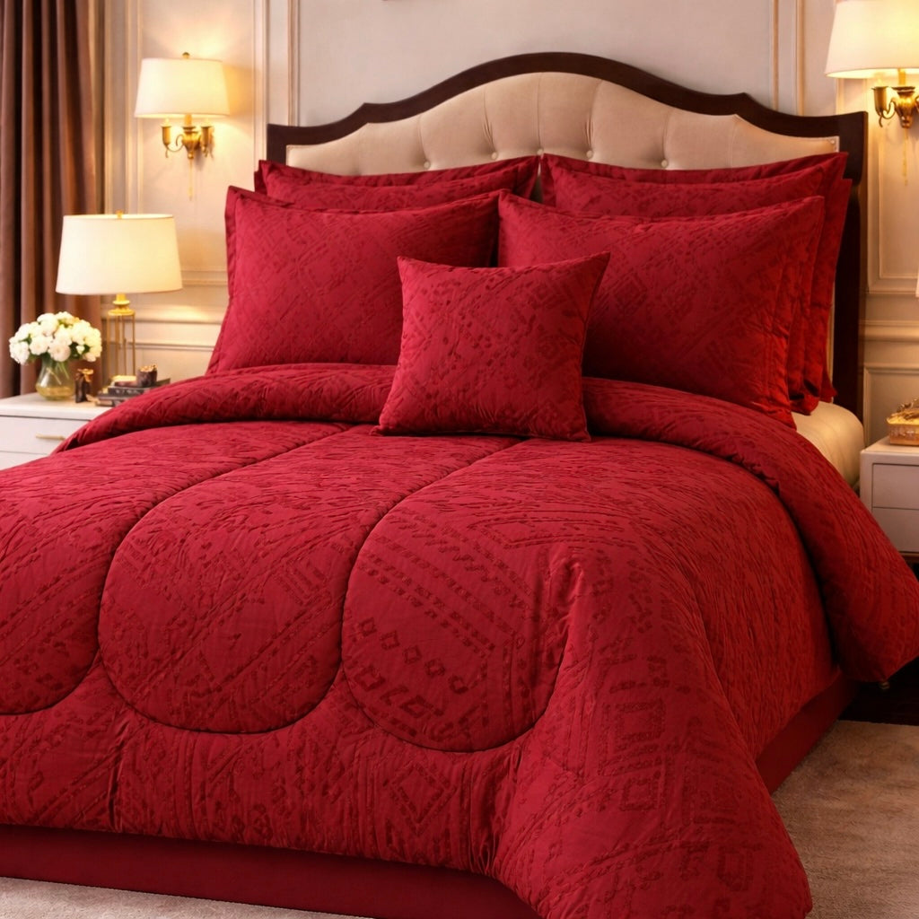 Comforter 7 Pcs Grand Mark Signature Set - Crimson Berry Colour