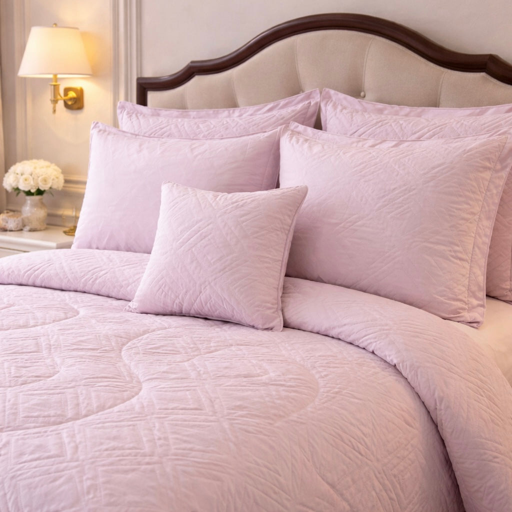 Comforter 7 Pcs Grand Mark Signature Set - Petal Pink Colour