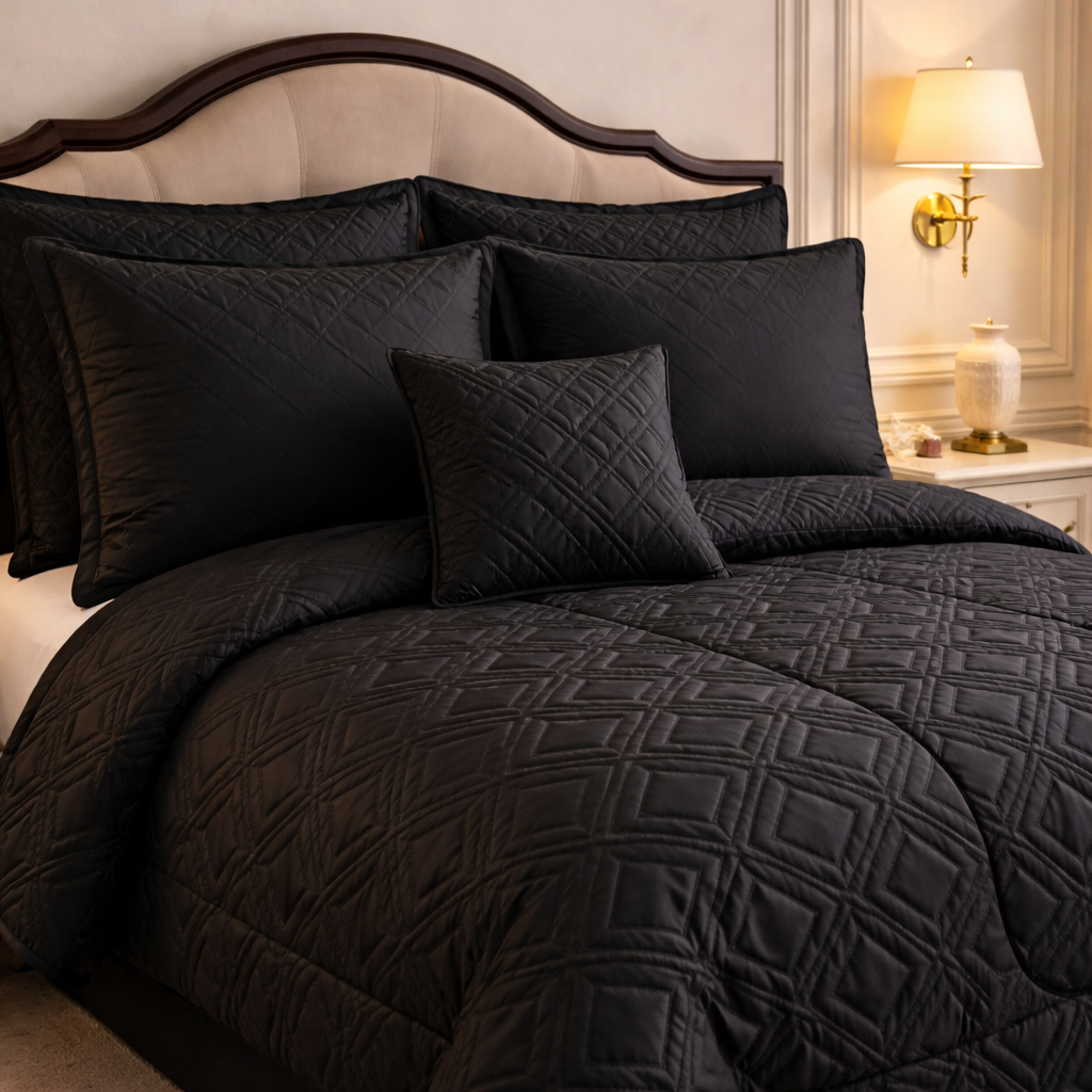 Comforter 7 Pcs Grand Mark Signature Set - Black Colour