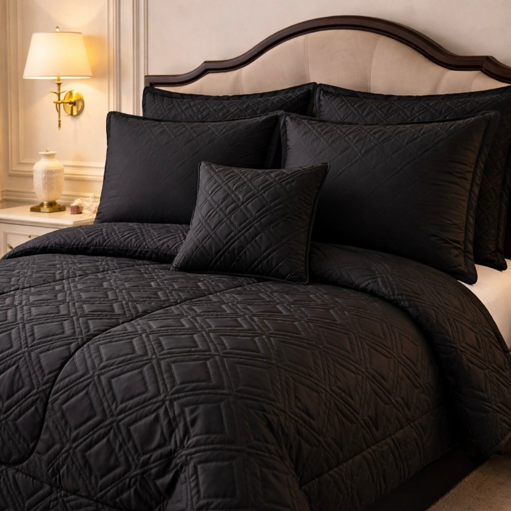 Comforter 7 Pcs Grand Mark Signature Set - Black Colour