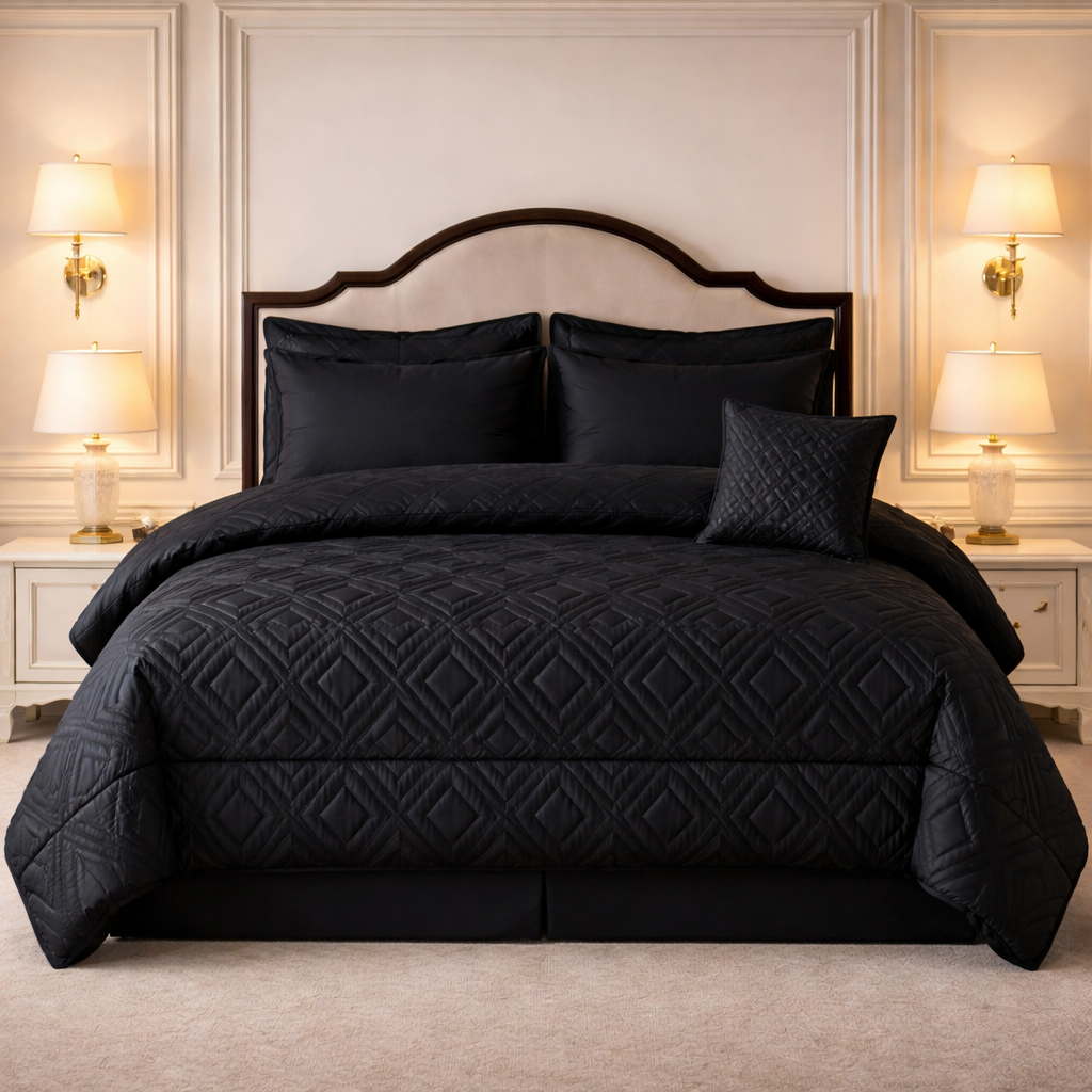 Comforter 7 Pcs Grand Mark Signature Set - Black Colour