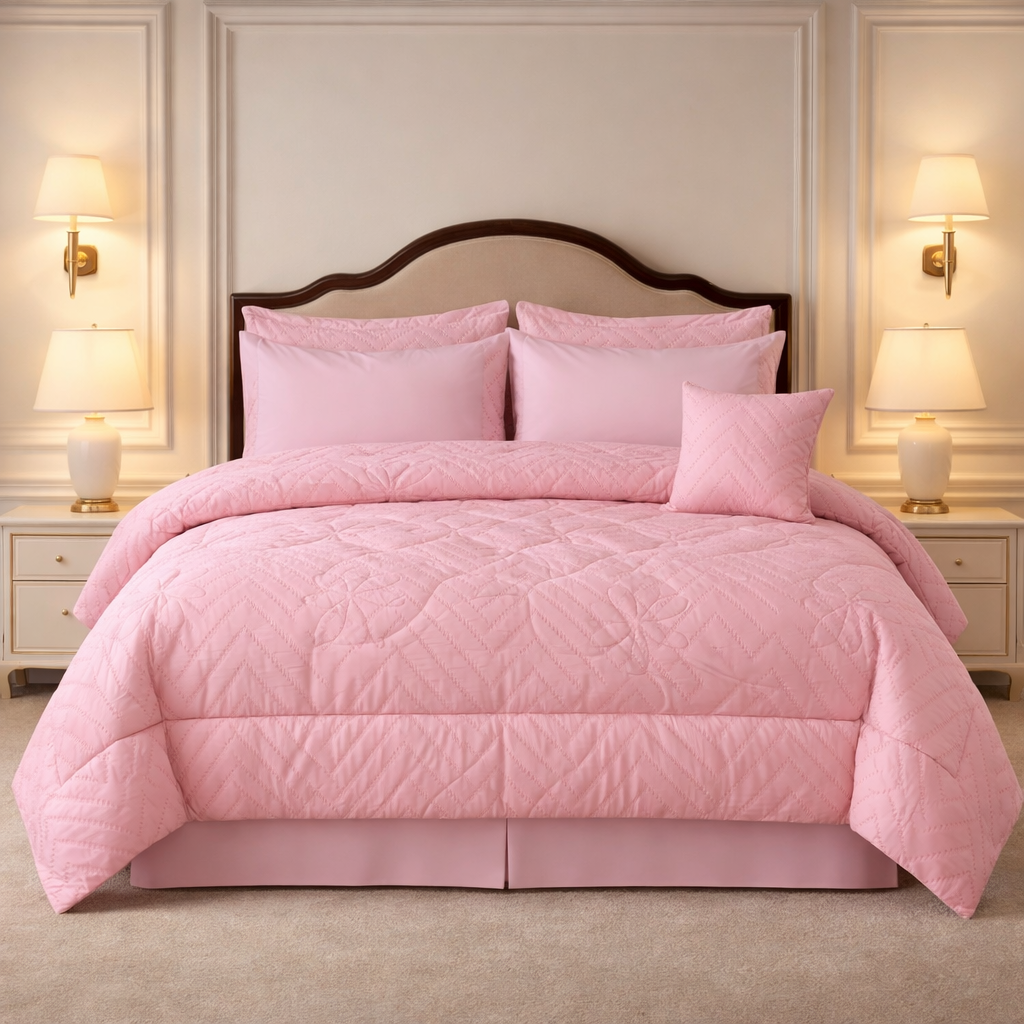 Comforter 7 Pcs Grand Mark Signature Set - Pink Colour