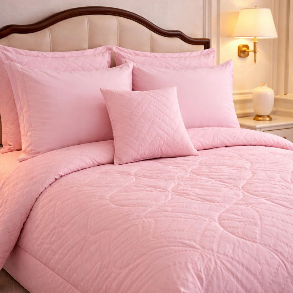 Comforter 7 Pcs Grand Mark Signature Set - Pink Colour