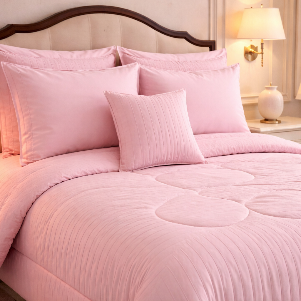 Comforter 7 Pcs Grand Mark Signature Set - Flamingo Pink Colour