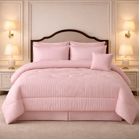 Comforter 7 Pcs Grand Mark Signature Set - Flamingo Pink Colour
