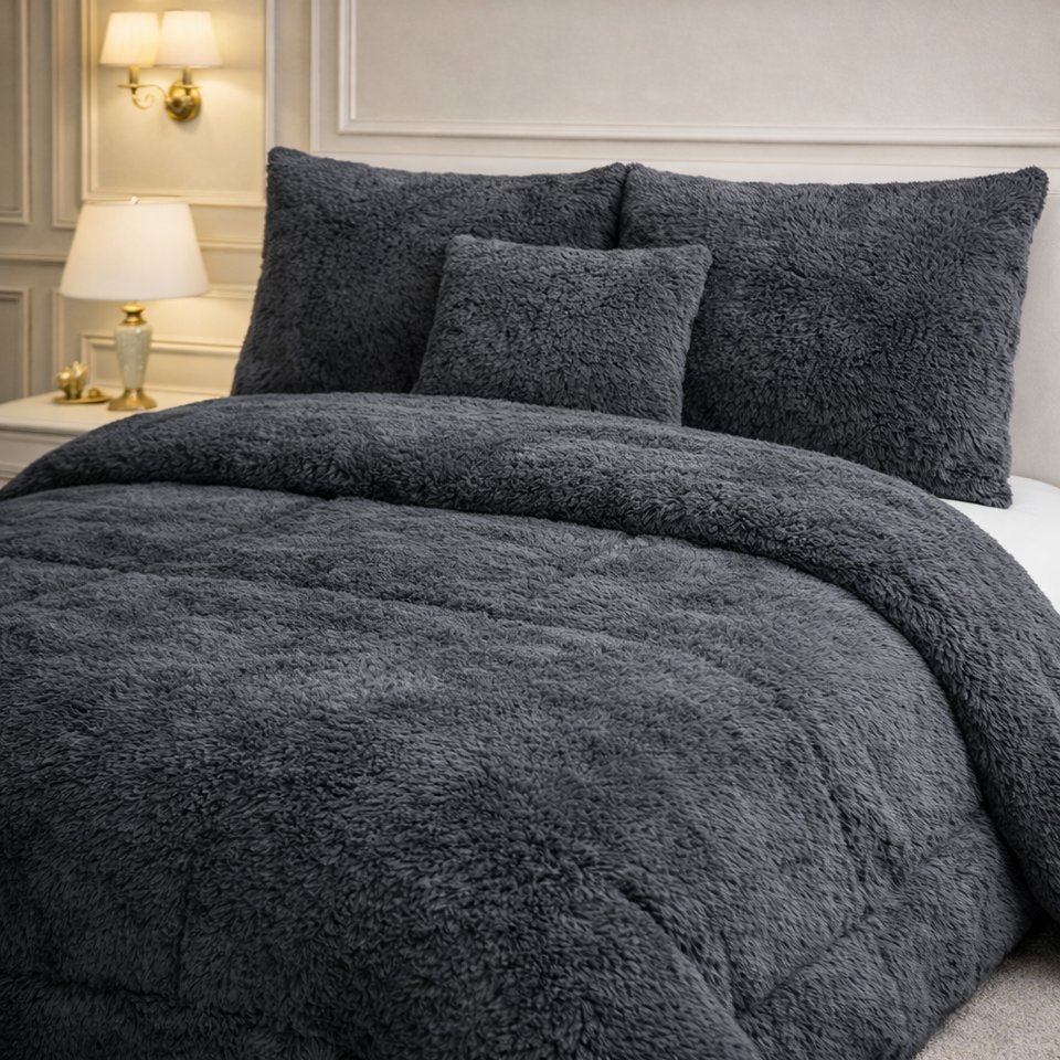 Comforter 7 Pcs Ultra Soft Cloud Fill Top Fitted Set - Gray Colour