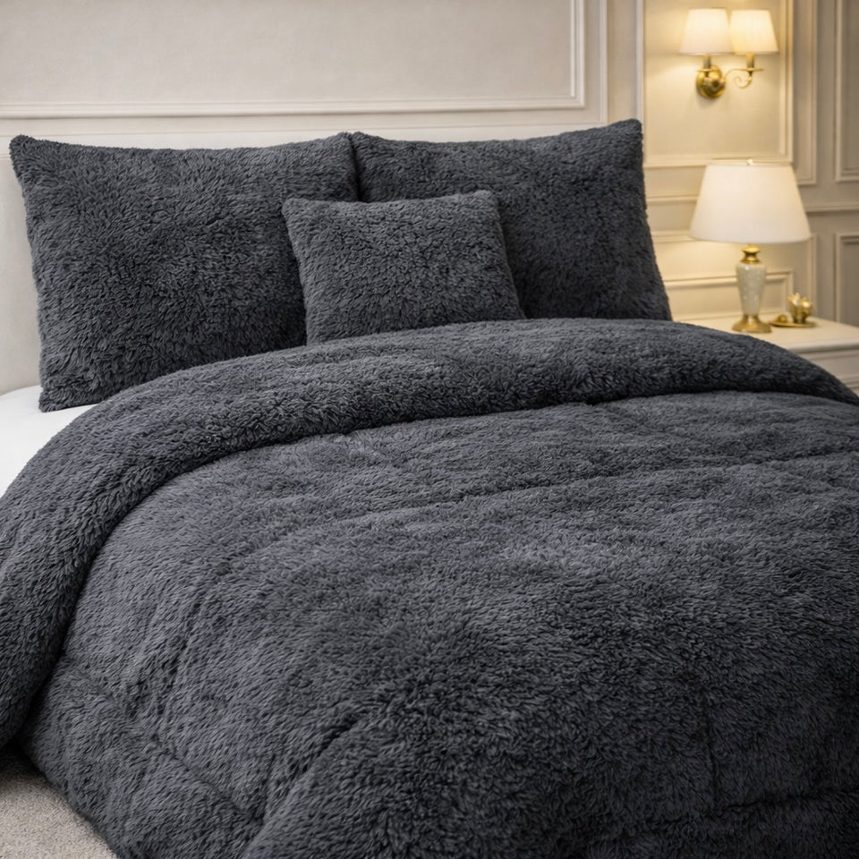 Comforter 7 Pcs Ultra Soft Cloud Fill Top Fitted Set - Gray Colour