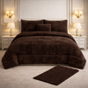 Comforter 7 Pcs Ultra Soft Cloud Fill Top Fitted Set - Brown Color