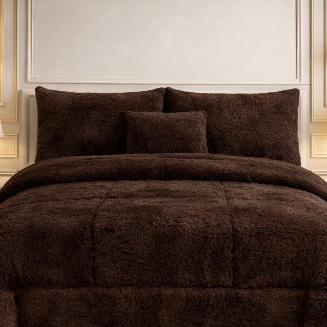 Comforter 7 Pcs Ultra Soft Cloud Fill Top Fitted Set - Brown Color