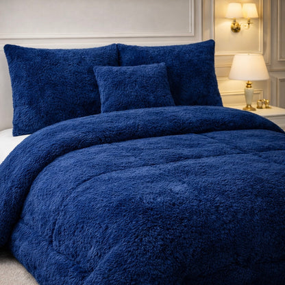Comforter 7 Pcs Ultra Soft Cloud Fill Top Fitted Set - Blue Colour