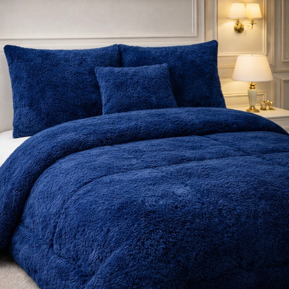 Comforter 7 Pcs Ultra Soft Cloud Fill Top Fitted Set - Blue Colour