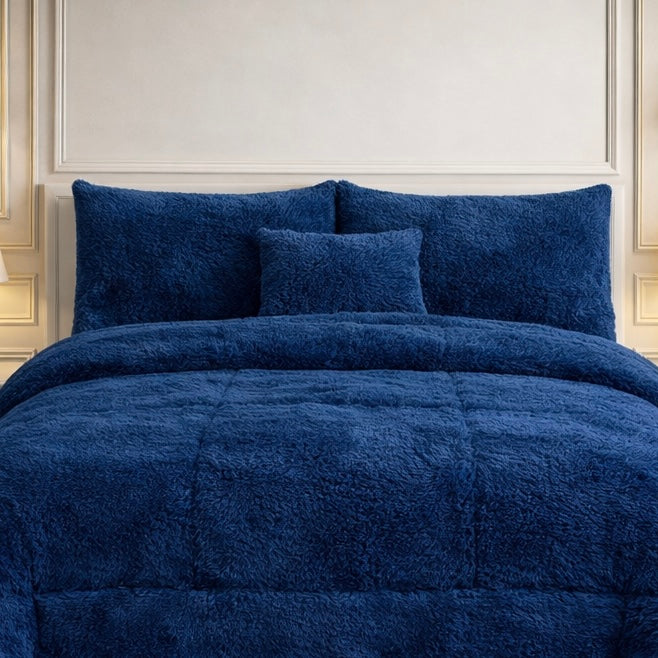 Comforter 7 Pcs Ultra Soft Cloud Fill Top Fitted Set - Blue Colour