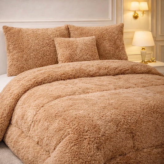 Comforter 7 Pcs Ultra Soft Cloud Fill Top Fitted Set - Beige Colour