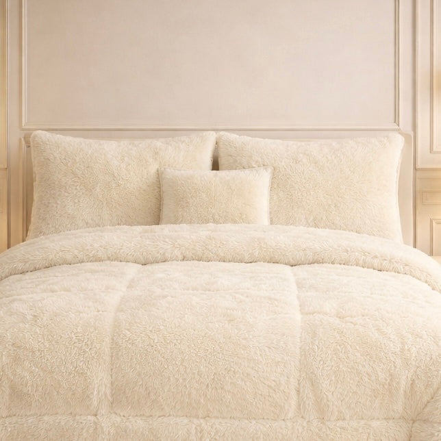 Comforter 7 Pcs Ultra Soft Cloud Fill Top Fitted Set - Beige Colour