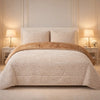 Comforter 4 Pcs Set Lumi Carve Prestige Top Fitted Bedsheet Poly Bag - Oatmeal Colour