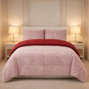 Comforter 4 Pcs Set Lumi Carve Prestige Top Fitted Bedsheet Poly Bag - Pink & Red Colour